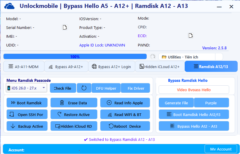ZXPro Tool A12 A13 ( ios 27.0 ) Hello Bypass Without Signal [ XR TO 11PM ] 